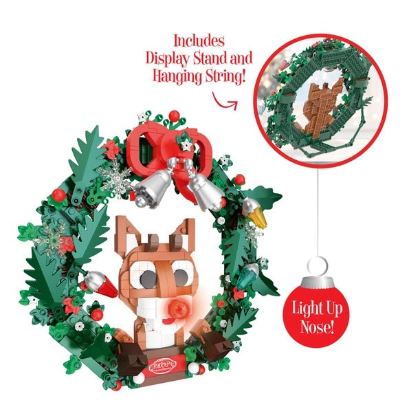 Rudolph Light-Up Holiday Wreath Building Set 494pc