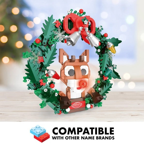 Rudolph Light-Up Holiday Wreath Building Set 494pc