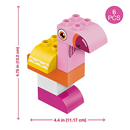 Crayola Pink Flamingo Building Set, Brick Decor 6pc