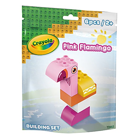 Crayola Pink Flamingo Building Set, Brick Decor 6pc