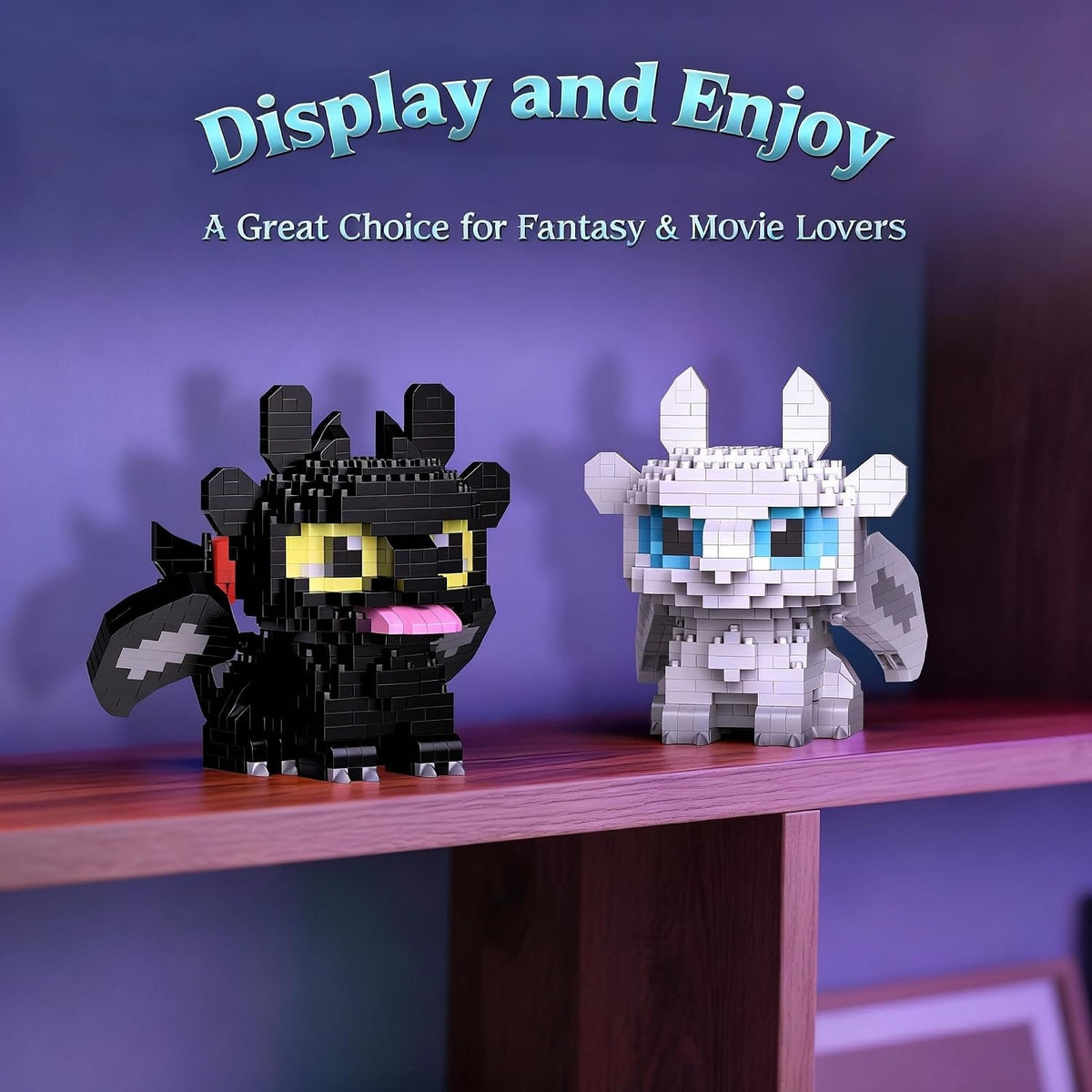 Micro Dragon Building Set, Black & White Dragons, 1,158 Pieces