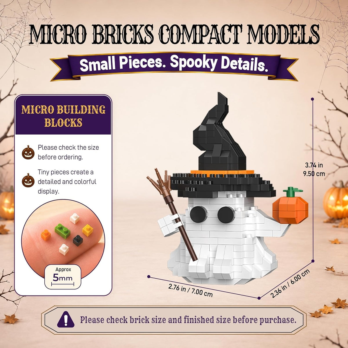 Halloween Building Set, 6 Spooky Micro Brick Display Models