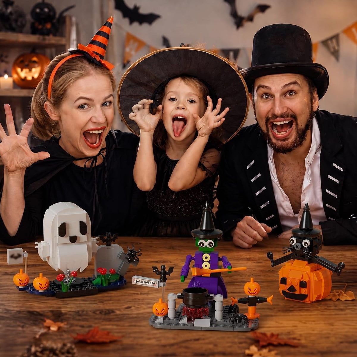 Halloween Building Set – Ghost, Witch, Cat & Pumpkin