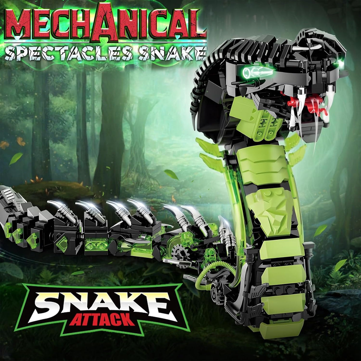 HJPLPXH Mechanical Snake Building Blocks Set – 3D Cobra Model