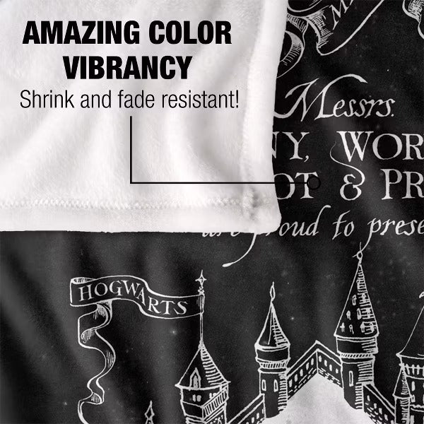 Harry Potter Black & White Map Silky Touch Throw Blanket – 50" x 60"