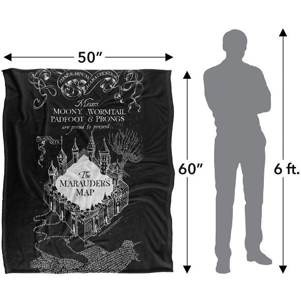 Harry Potter Black & White Map Silky Touch Throw Blanket – 50" x 60"