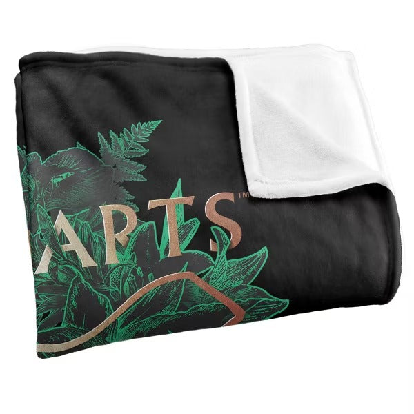 Harry Potter Hogwarts Green & Gold Floral Crest Throw Blanket – 50" x 60"