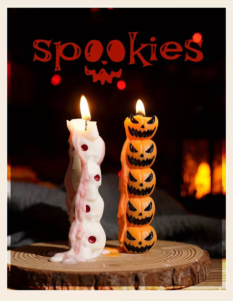Halloween Scented Candles, Pumpkin, Skeleton & Human Fingers 4-Piece Set