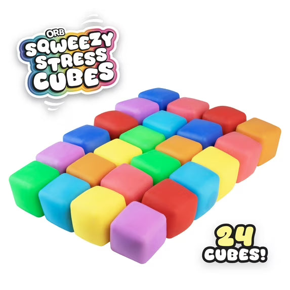 ORB 24 Pack Slow Rising Squishy Stress Cubes - Easy Sqweezy Squishy Cubes