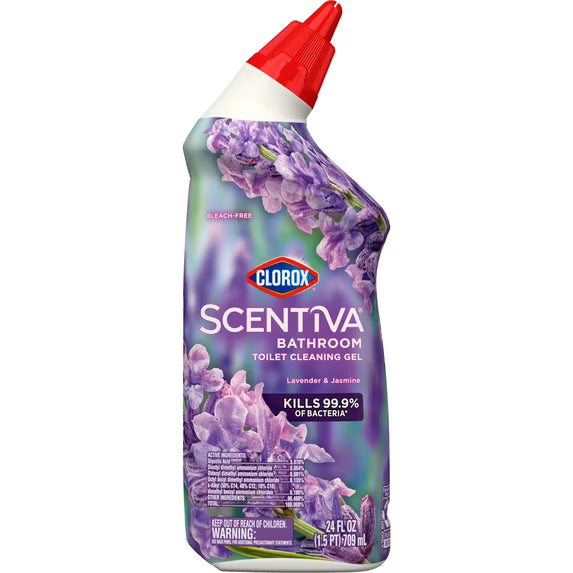 (6 Pack) Clorox Scentiva Bathroom Toilet Cleaning Gel, Lavender and Jasmine, 24 Fl Oz