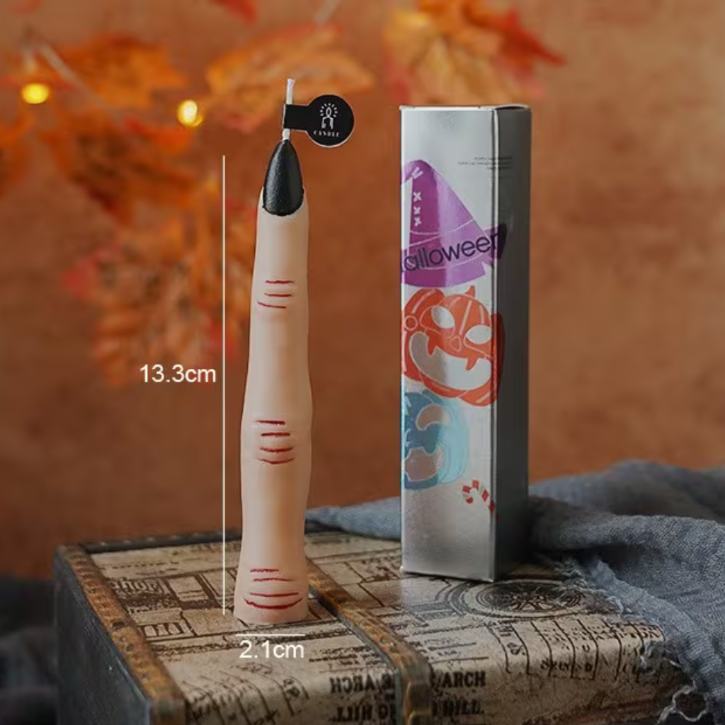 Halloween Scented Candles, Pumpkin, Skeleton & Human Fingers 4-Piece Set