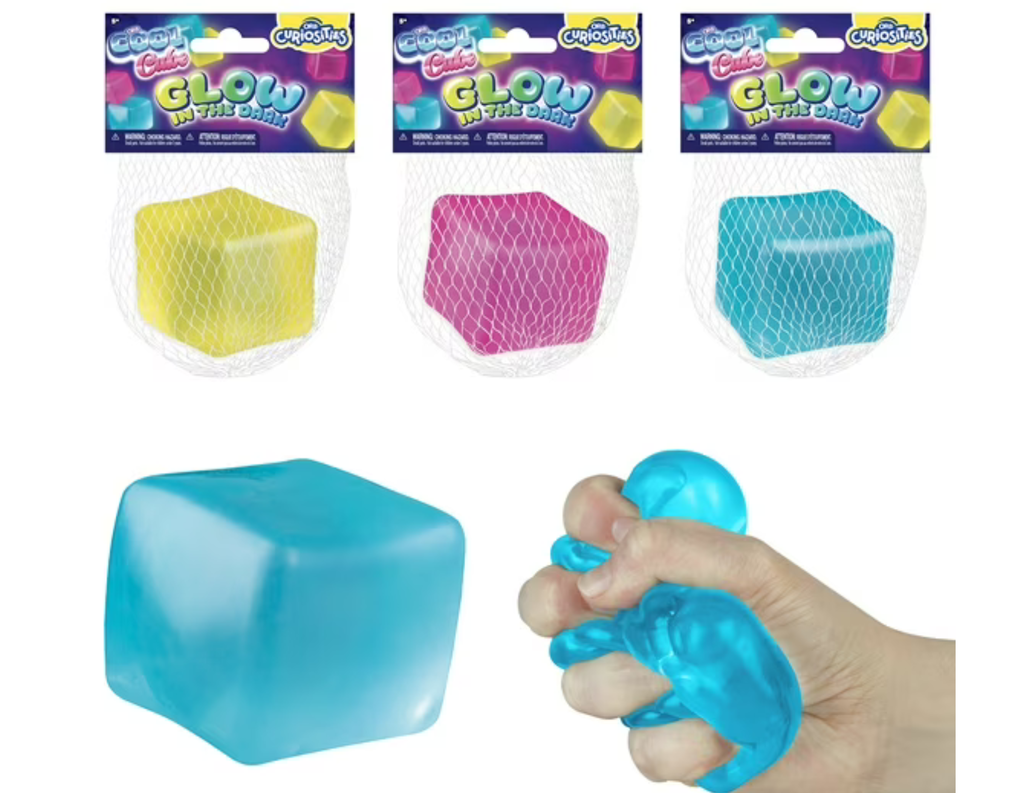 ORB Curiosities Cool Cubes Glow in the Dark Stress Cube Toys 3 Pack