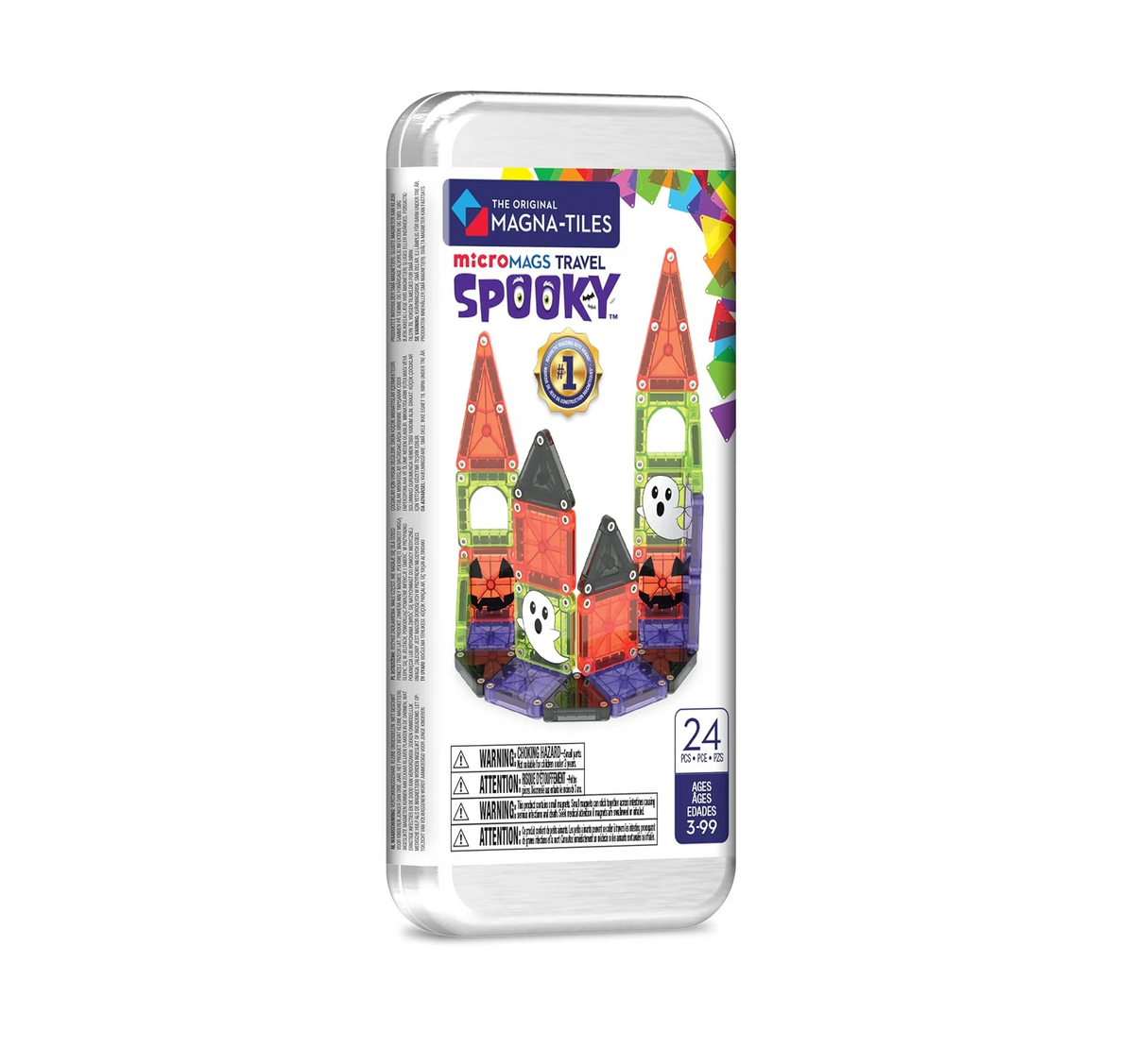 MAGNA-TILES microMAGS 24-Piece Spooky Travel Set, The Original Magnetic Building Brand